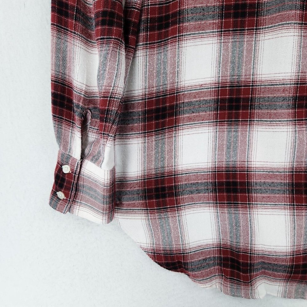 Ann Taylor LOFT Shirt Women Small Red White Plaid Button Down Long Sleeve Casual - Picture 11 of 11